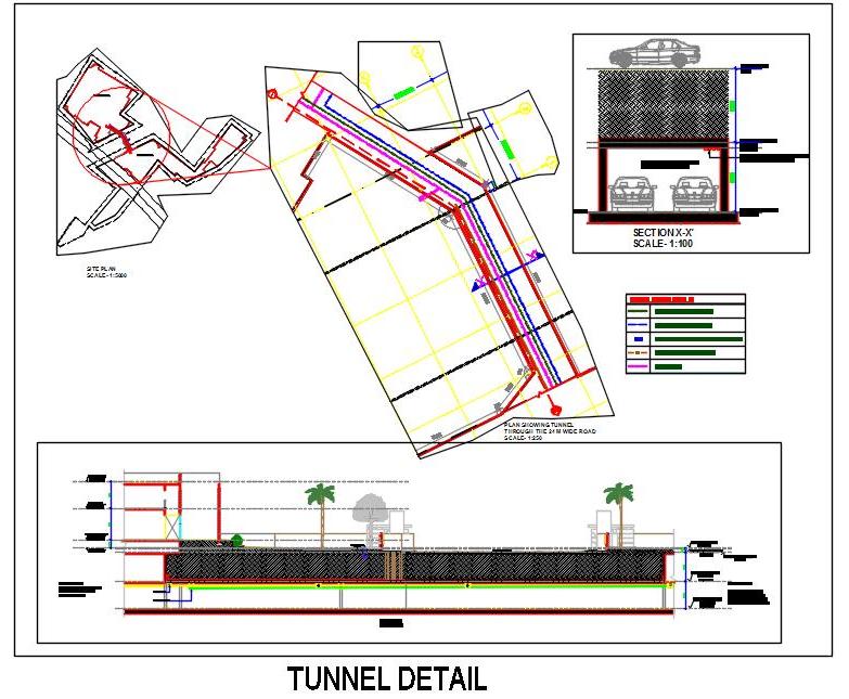 Tunnel Construction Detail CAD- Site Plan & Sections